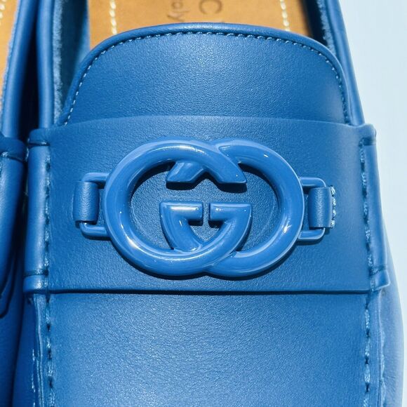 Gucci GG Interlocking Men's Loafer Blue Driver moccasins Shoes G 8/ US 8.5 NIB - Picture 10 of 16